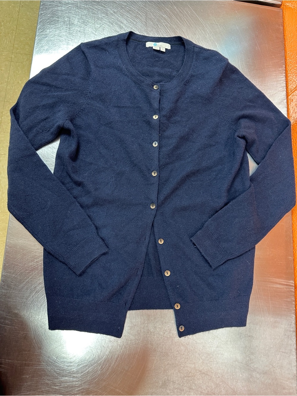 Women’s Boden Navy Button-Front Crewneck Cardigan 100% Cashmere Size Medium